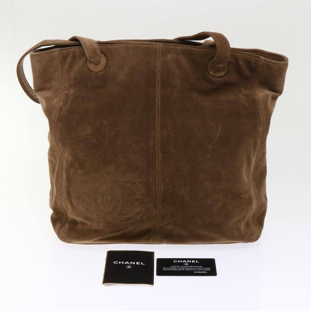 CHANEL Tote Bag Suede Brown CC Auth - Picture 14 of 15